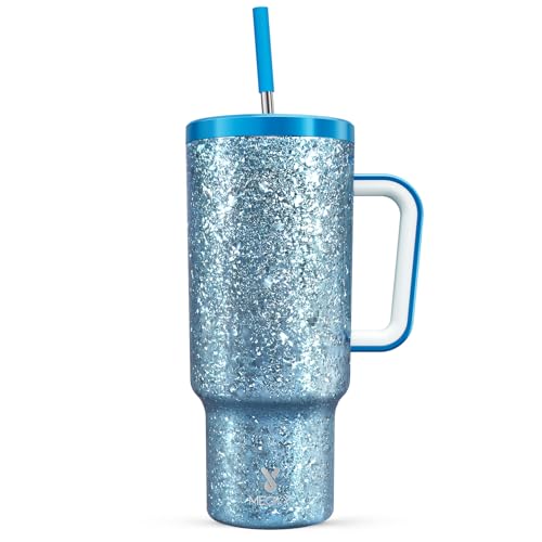 40oz Insulated Stainless Steel Tumbler with Handle and Straw V421410