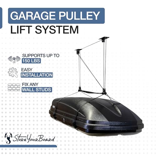 Cargo Box Ceiling Hoist with Pulley Lift System, Fits 8–10 ft Ceilings, Holds 150 lbs V790124