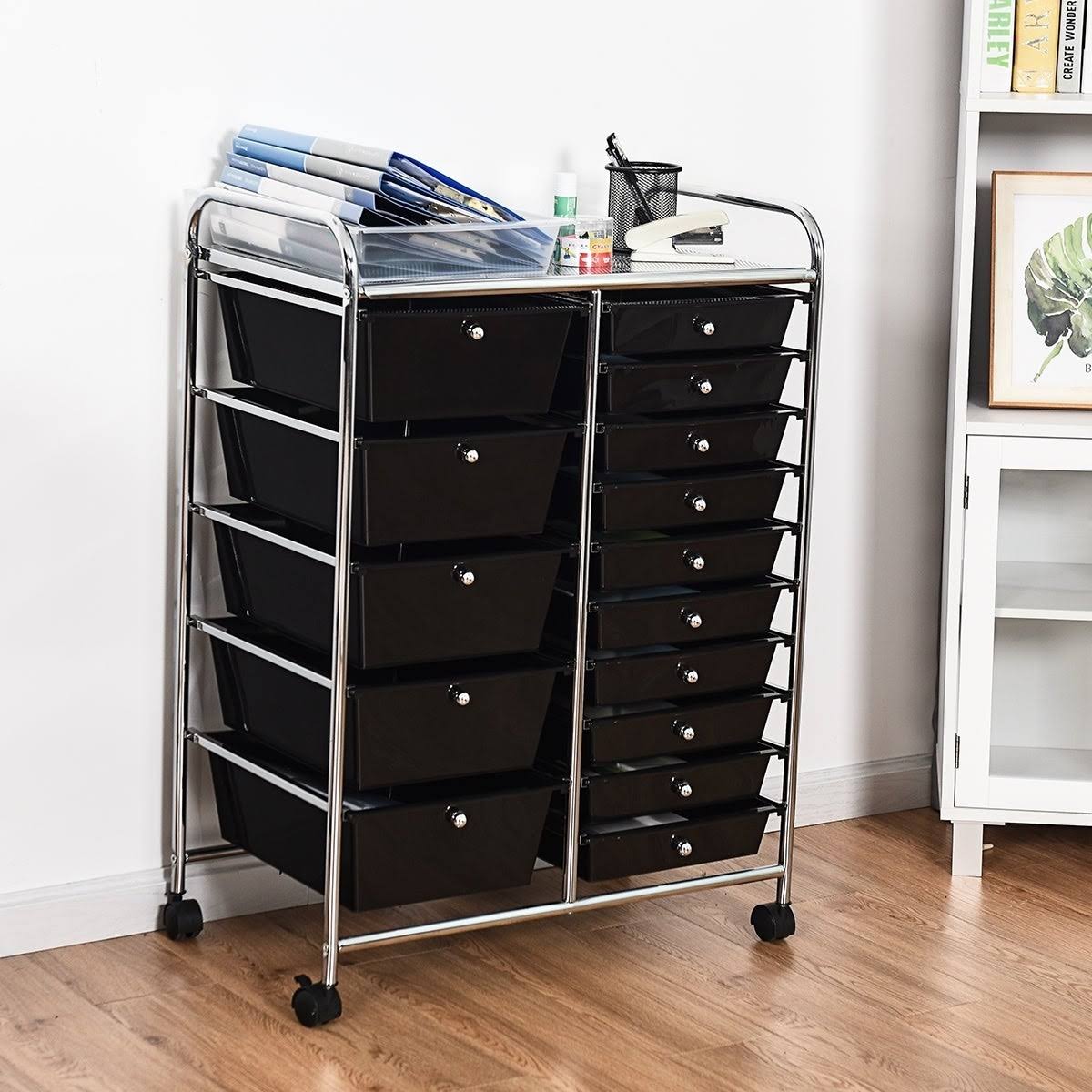 Blue 15-Drawer Rolling Utility Cart with Wheels N478269