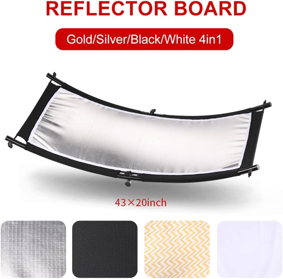 40"X20" Curved Photography Lighting Reflector, Black/White/Gold/Silver, Pack of 2 C169723