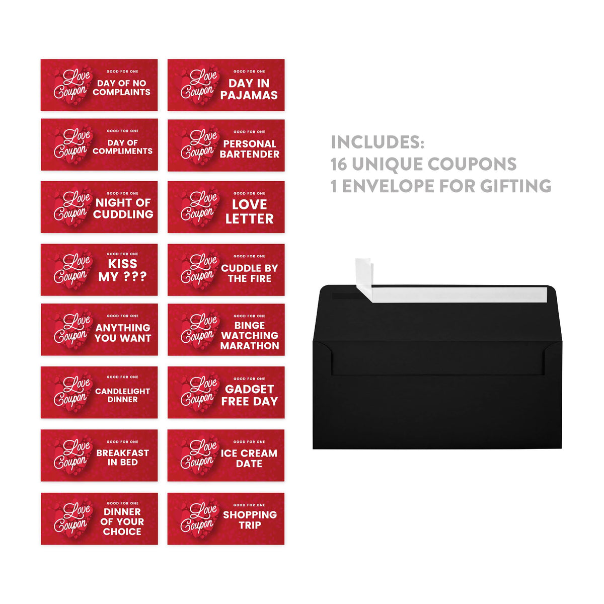 Red Hearts Love Coupons, 16-Pk S59390