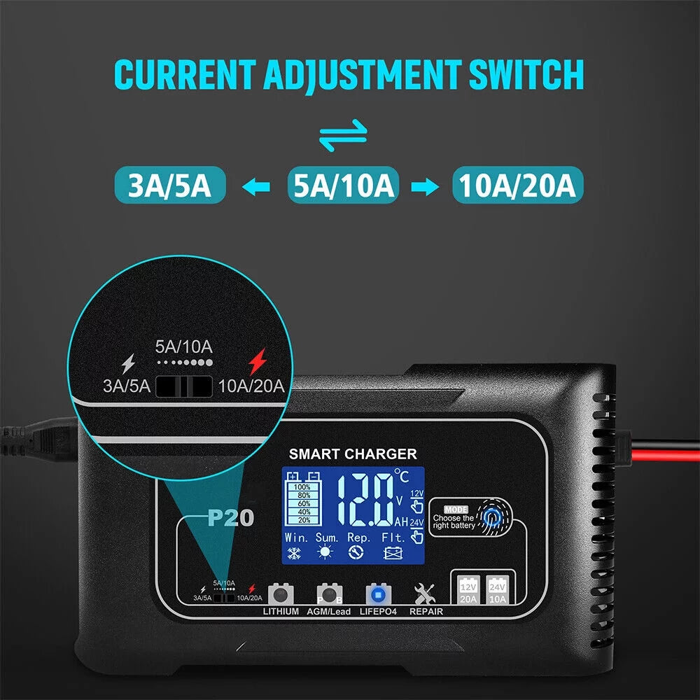 12V/24V Battery Charger with LCD Display D451