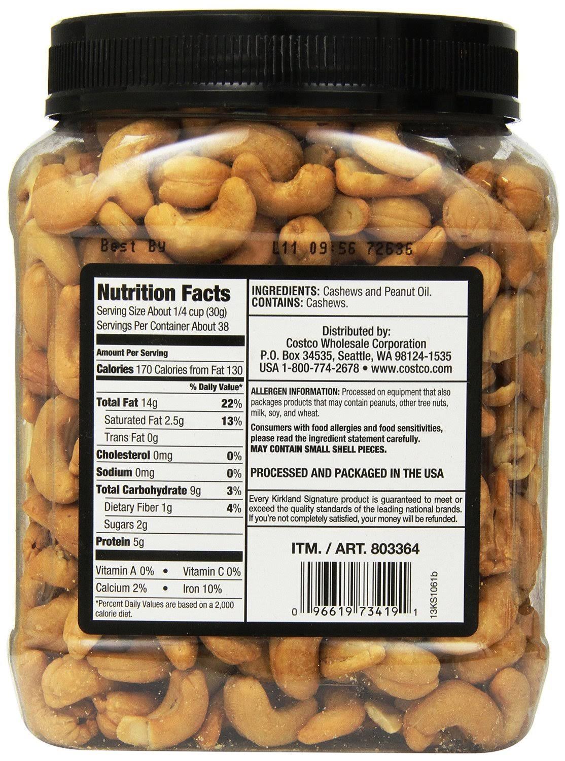 Unsalted Cashews, 2.5 lb, 2 Pack R71552
