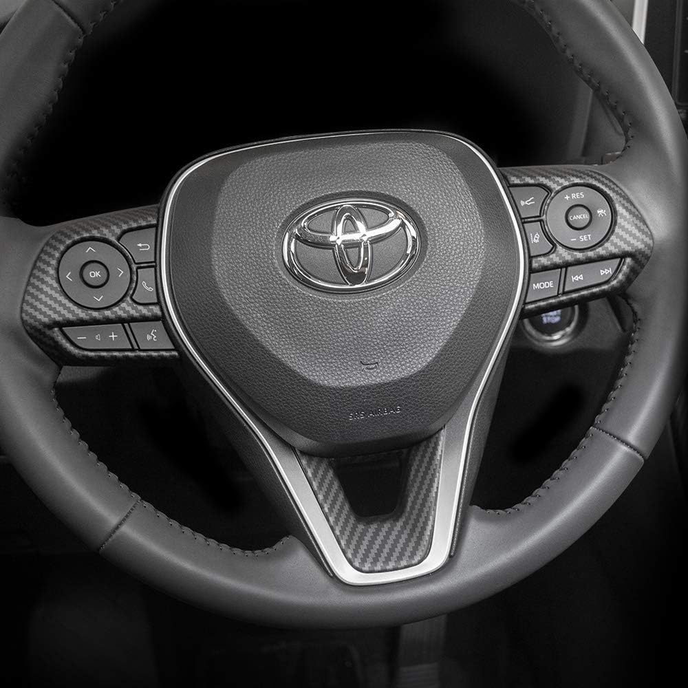 Gear Shift Panel Cover Trim Center Console Cup Holder Panel Frame Cover for Toyota Rav4 2019 2020 2021 2022 Glossy Carbon Fiber Pattern F480