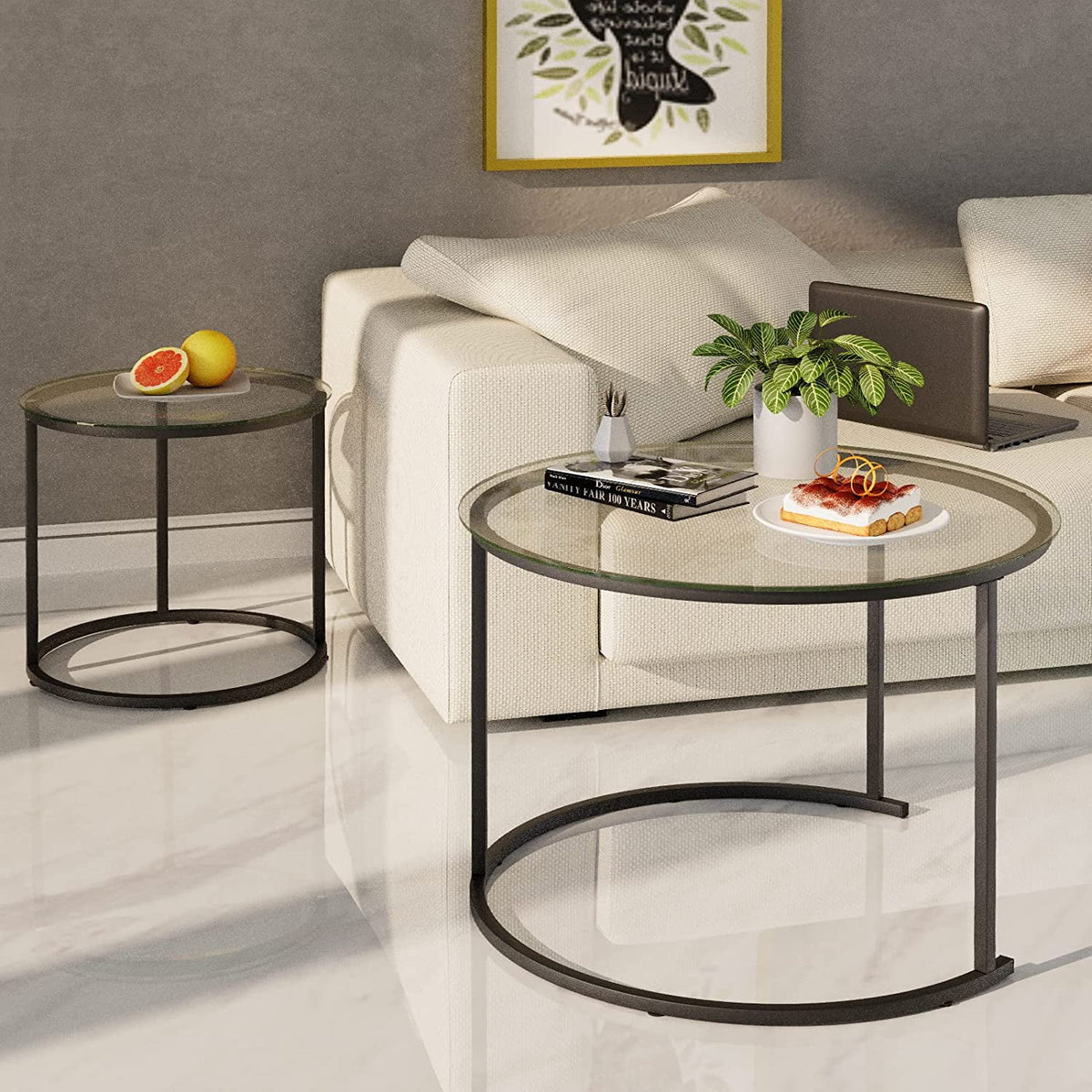 Tempered Glass Round End Table E741786