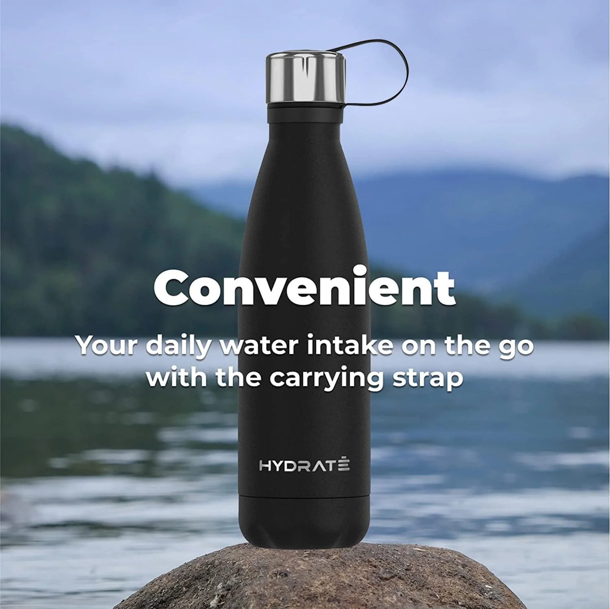 Carbon Black Stainless Steel Water Bottle 500ml Insulated Reusable U9848