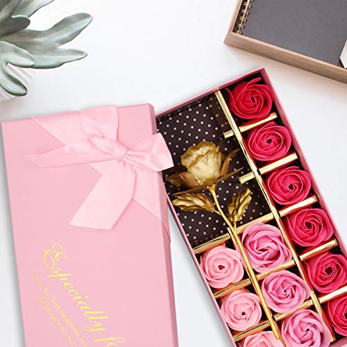 18 PCS Floral Scented Bath Soap Rose Flower Petals Plant Essential Oil Rose Soap Set (Pink) V854369