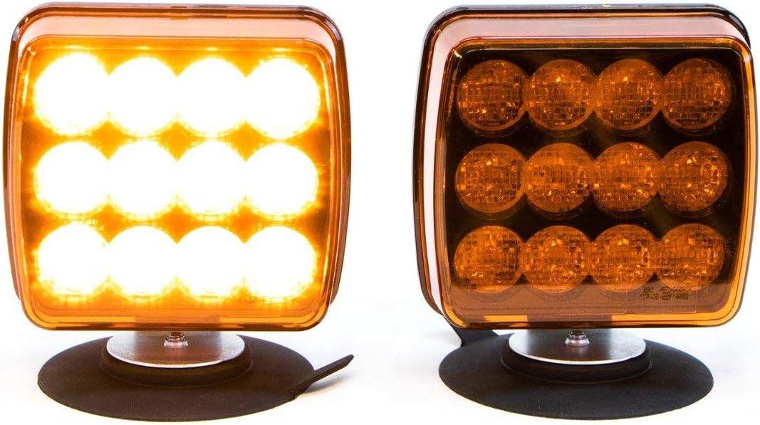 Amber LED Flashing Warning Light Kit with Magnetic Suction Cup Mounts H339662