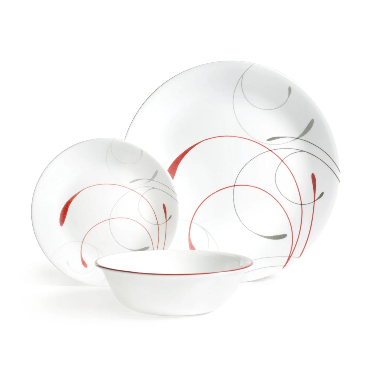 White and Red 12-Piece Dinnerware Set X814