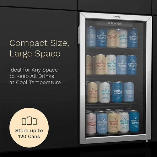 120 Can Mini Fridge with Glass Door and Adjustable Removable Shelves N51018