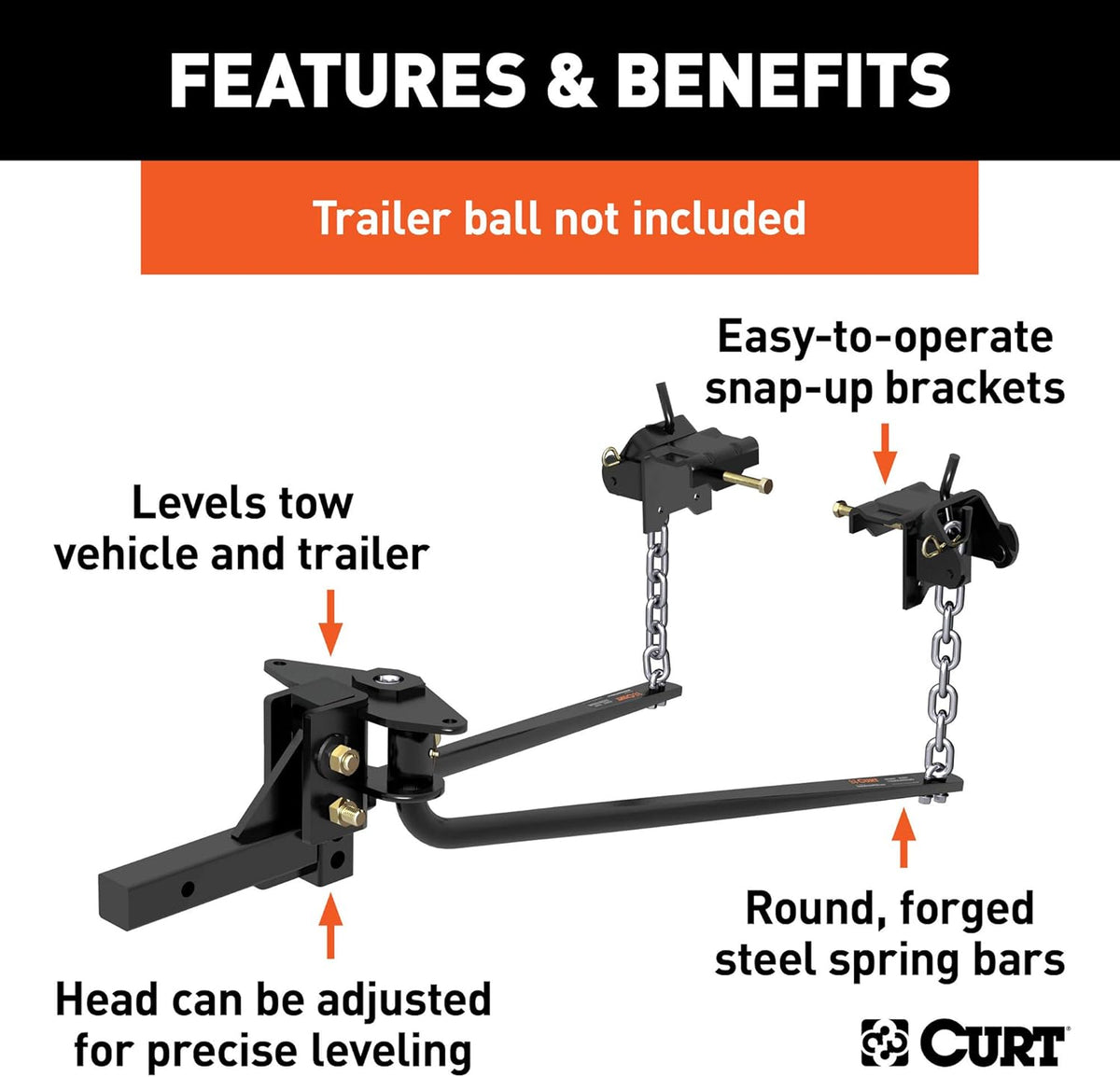 Round Bar Weight Distribution Hitch with 2-Inch Shank Y8900