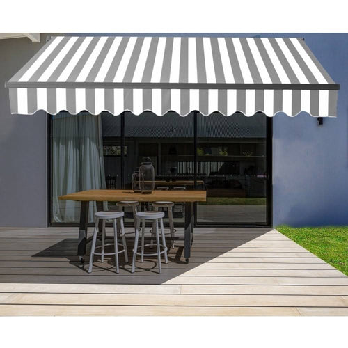 10 x 8 ft. Retractable Patio Awning Grey & White O633829