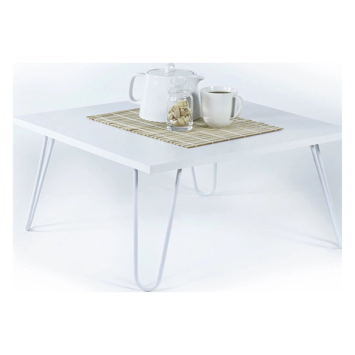 White Wood and Metal Coffee Table Q9010