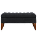 Black Button Tufted Storage Bed Bench B380591