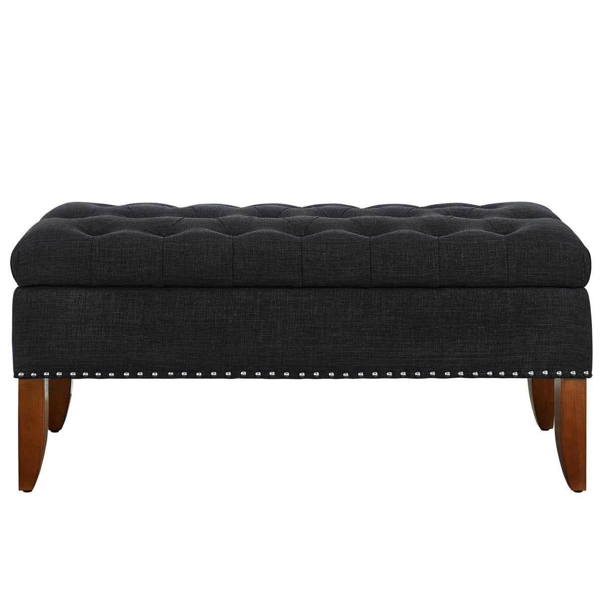 Black Button Tufted Storage Bed Bench B380591