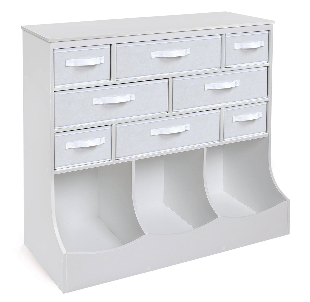 White Storage Station with Eight Baskets and Three Bins O307