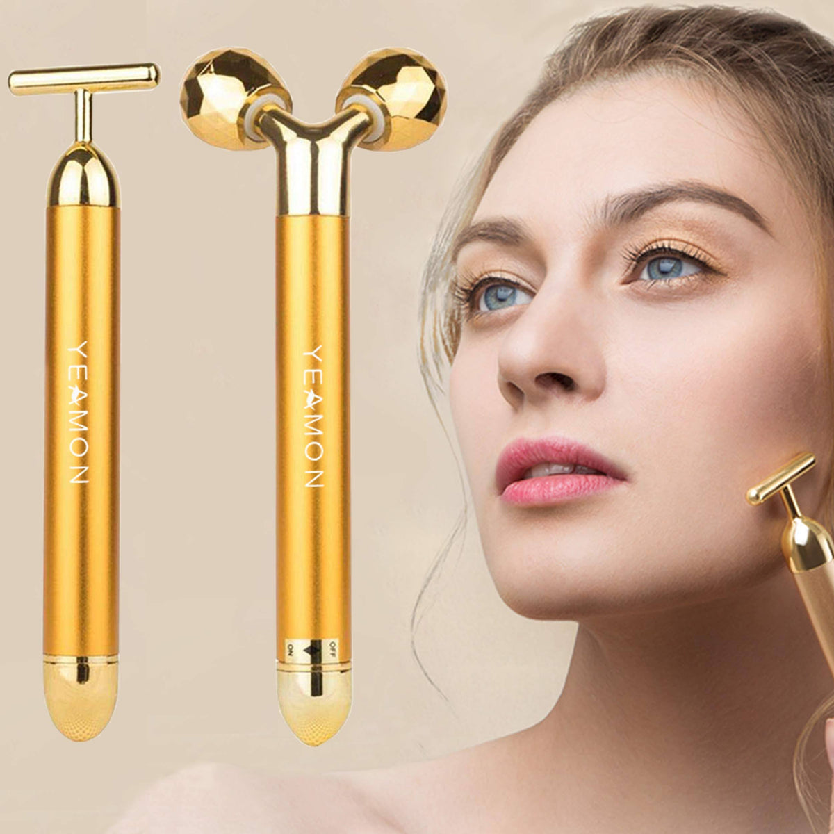 2-in-1 24K Golden Pulse Facial Face Massager N300
