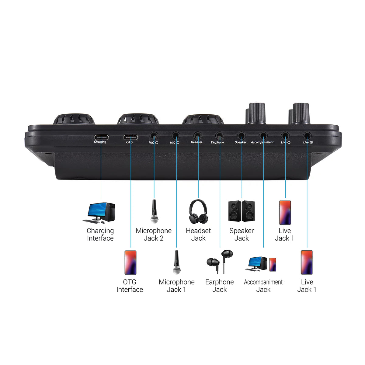 Multi-function Portable Digital Sound Card Mixer V6142