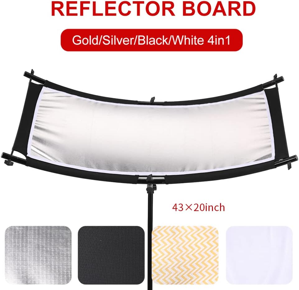 40"X20" Curved Photography Lighting Reflector, Black/White/Gold/Silver, Pack of 2 C169723