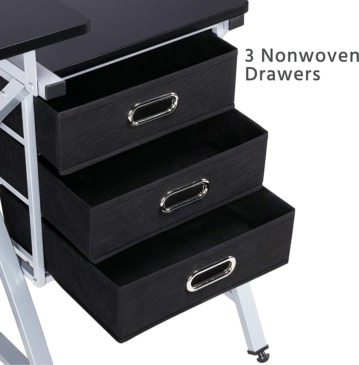 Adjustable Drafting Desk with Stool and 3 Slide Drawers Y88645