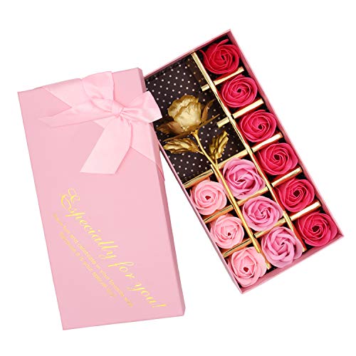 18 PCS Floral Scented Bath Soap Rose Flower Petals Plant Essential Oil Rose Soap Set (Pink) V854369