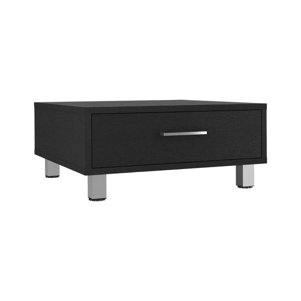 Black Coffee Table with Drawer and Metal Handles X3018