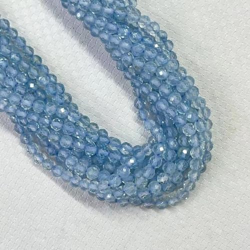 Natural Blue Topaz Stone Beads 4mm Round Faceted Crystal Charm Beads A215059