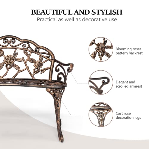 38.5" Metal Rose Bench M31358