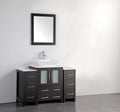 48 in. Espresso Bathroom Vanity with White Ceramic Single Basin Top and Mirror U649451