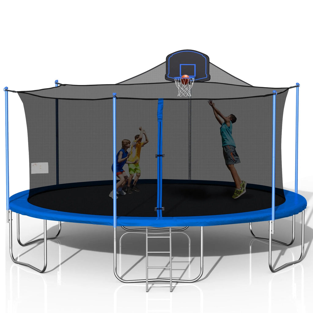 16FT Trampoline with Basketball Hoop and Ladder E186837