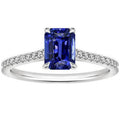 Blue Sapphire & Diamond Radiant Solitaire Ring, Size 6.5 U5129