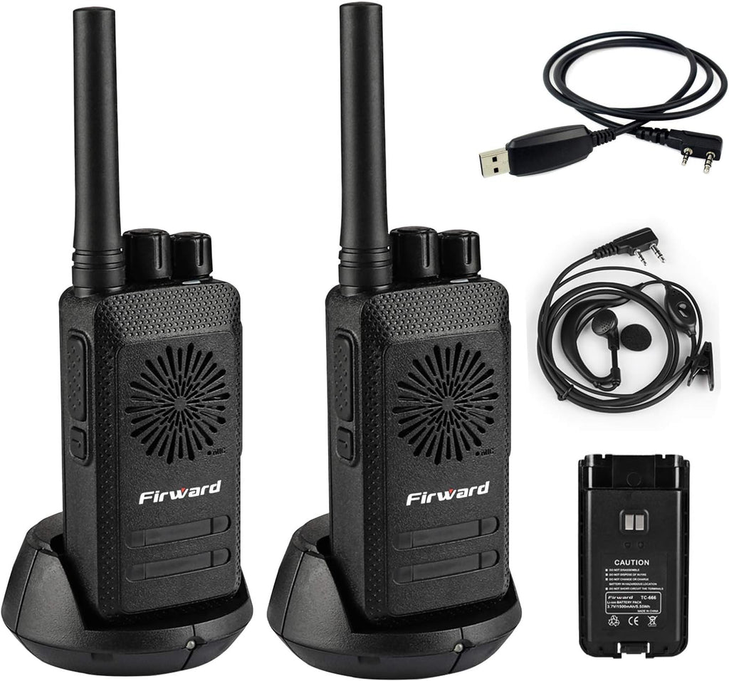 Rechargeable Walkie Talkies Two Way Radios 2 Pack with Programming Cable R8578
