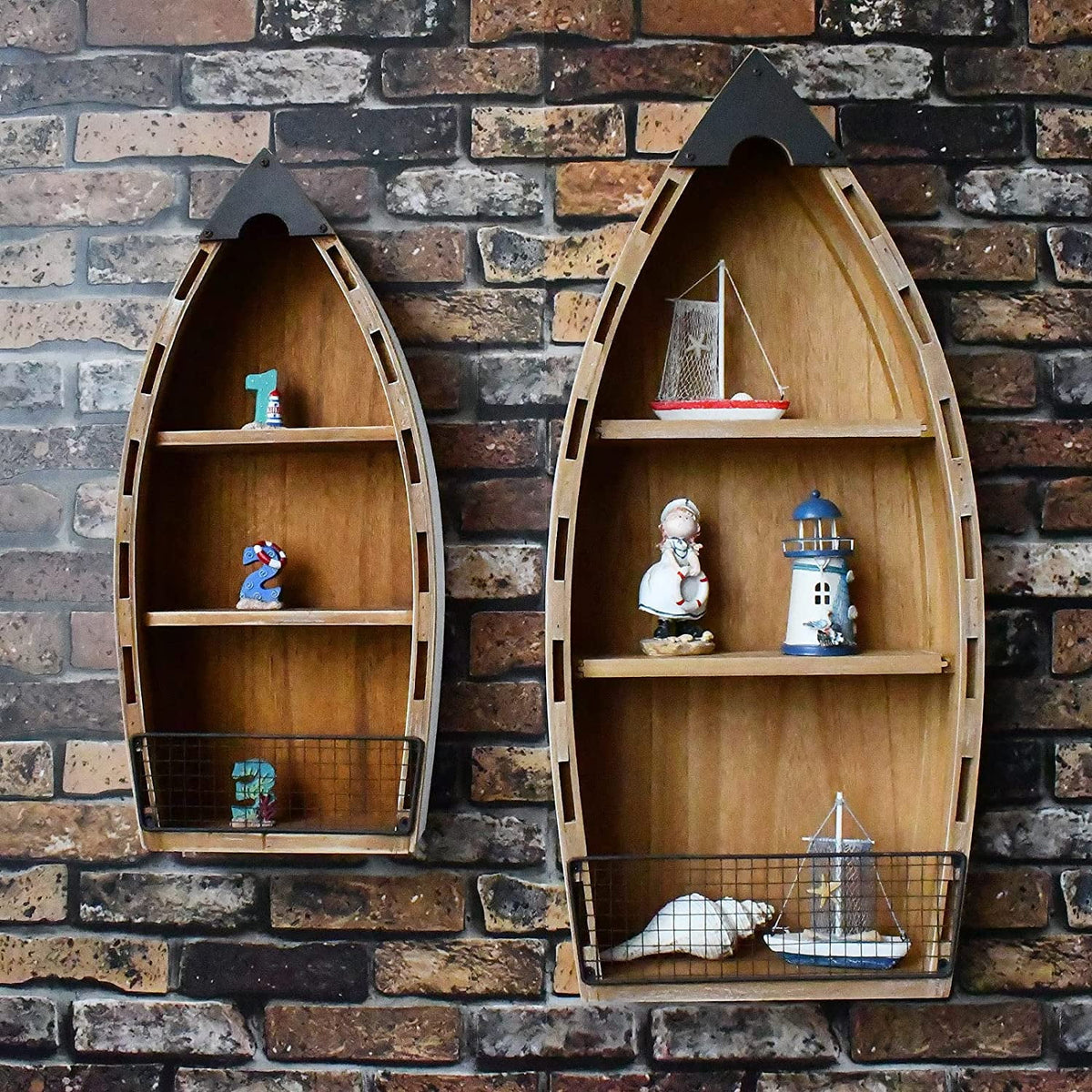 Wooden Boat Decor with 3 Tiers T5347
