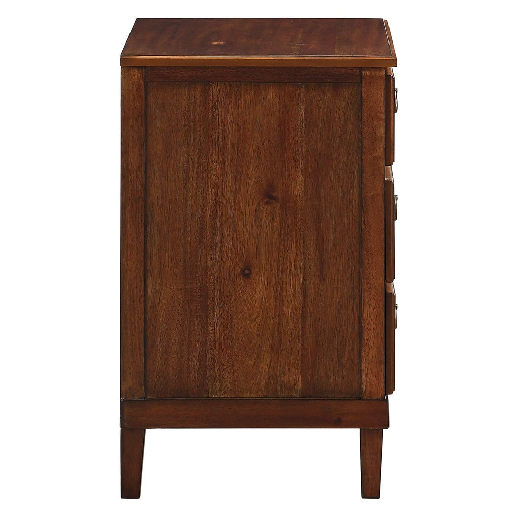Brown 3-Drawer Wood Nightstand M1342