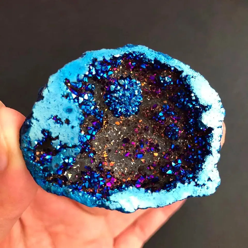 Blue Angel Aura Quartz Crystal Geode U651016