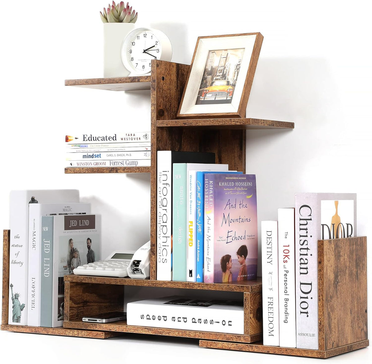 Black Adjustable Wooden Desktop Shelf Bookshelf Organizer V830