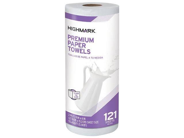 White 2-Ply Kitchen Roll Towels, 121 Towels per Roll, Case of 24 Rolls D923871
