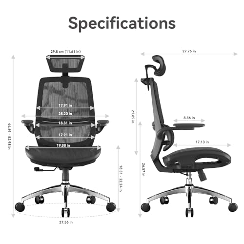 Ergonomic Office Chair with 3D Flip-up Armrests and Dual Back Design K532