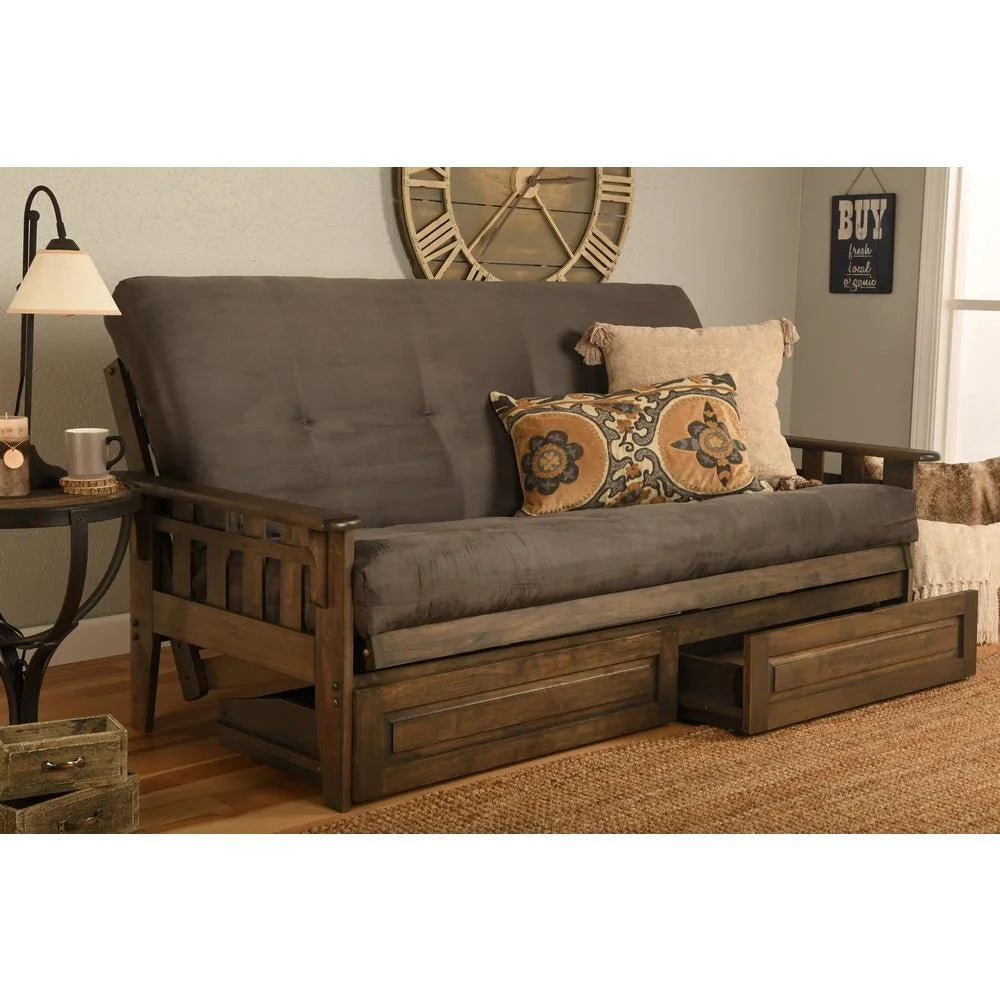 Gray Suede Fabric Mattress with Frame Q7132