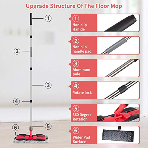 Microfiber Flat Mop with 4 Washable Pads F734659
