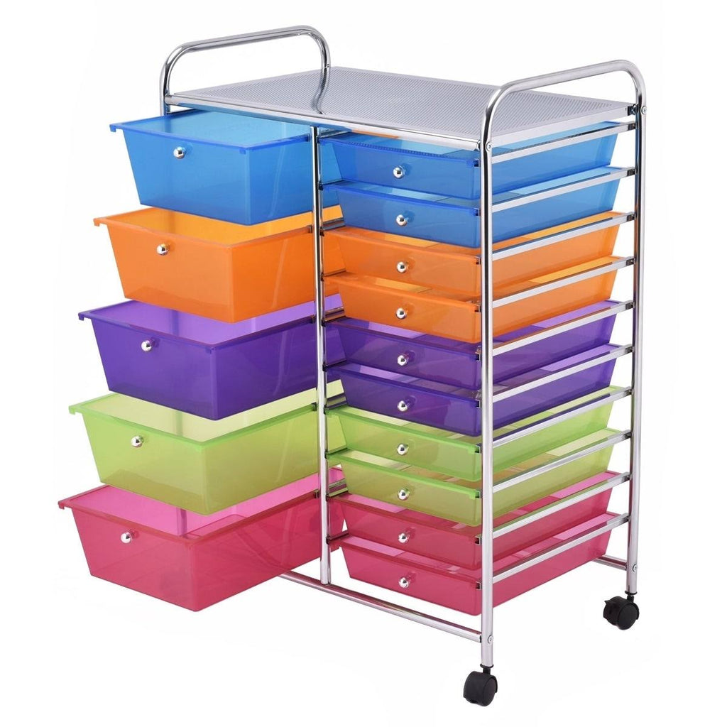 Blue 15-Drawer Rolling Utility Cart with Wheels N478269