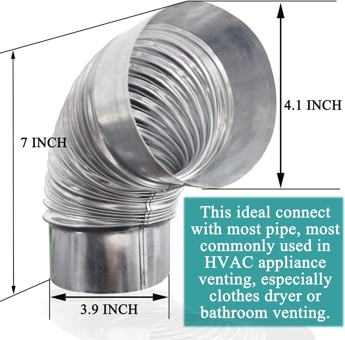90 Degree Metal Elbow Connector, 4", Silver E254508