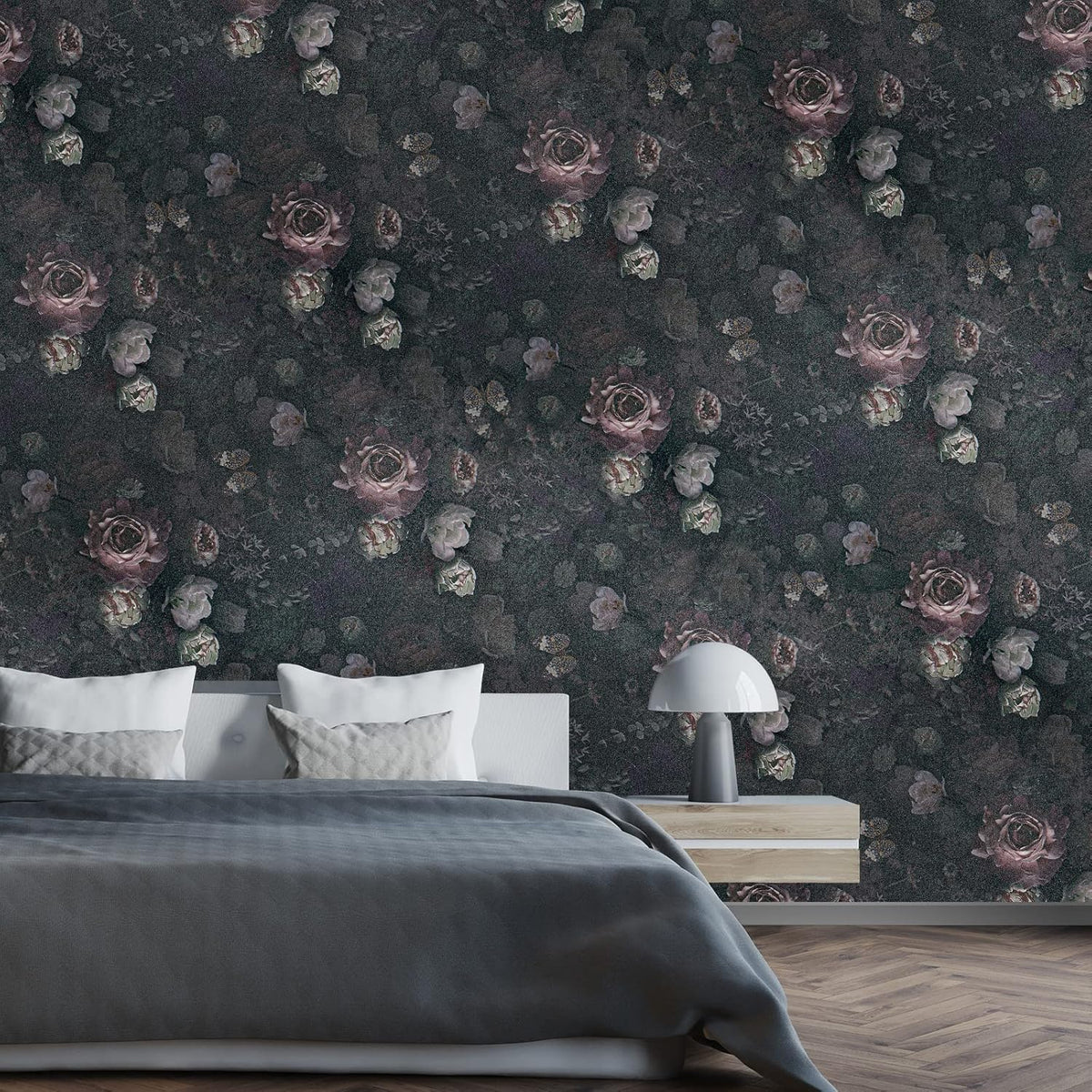 17.7''x118'' Dark Floral Peel and Stick Wallpaper C796