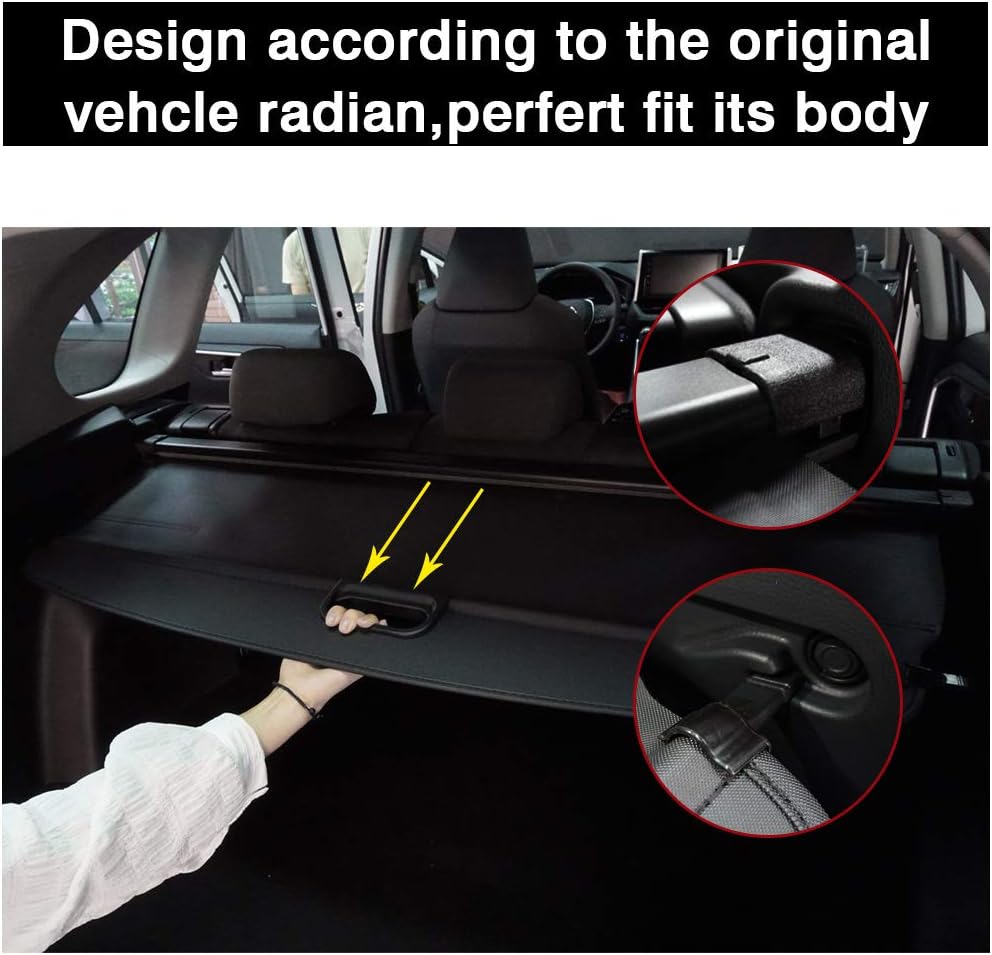 Black Retractable Rear Trunk Cargo Cover R806