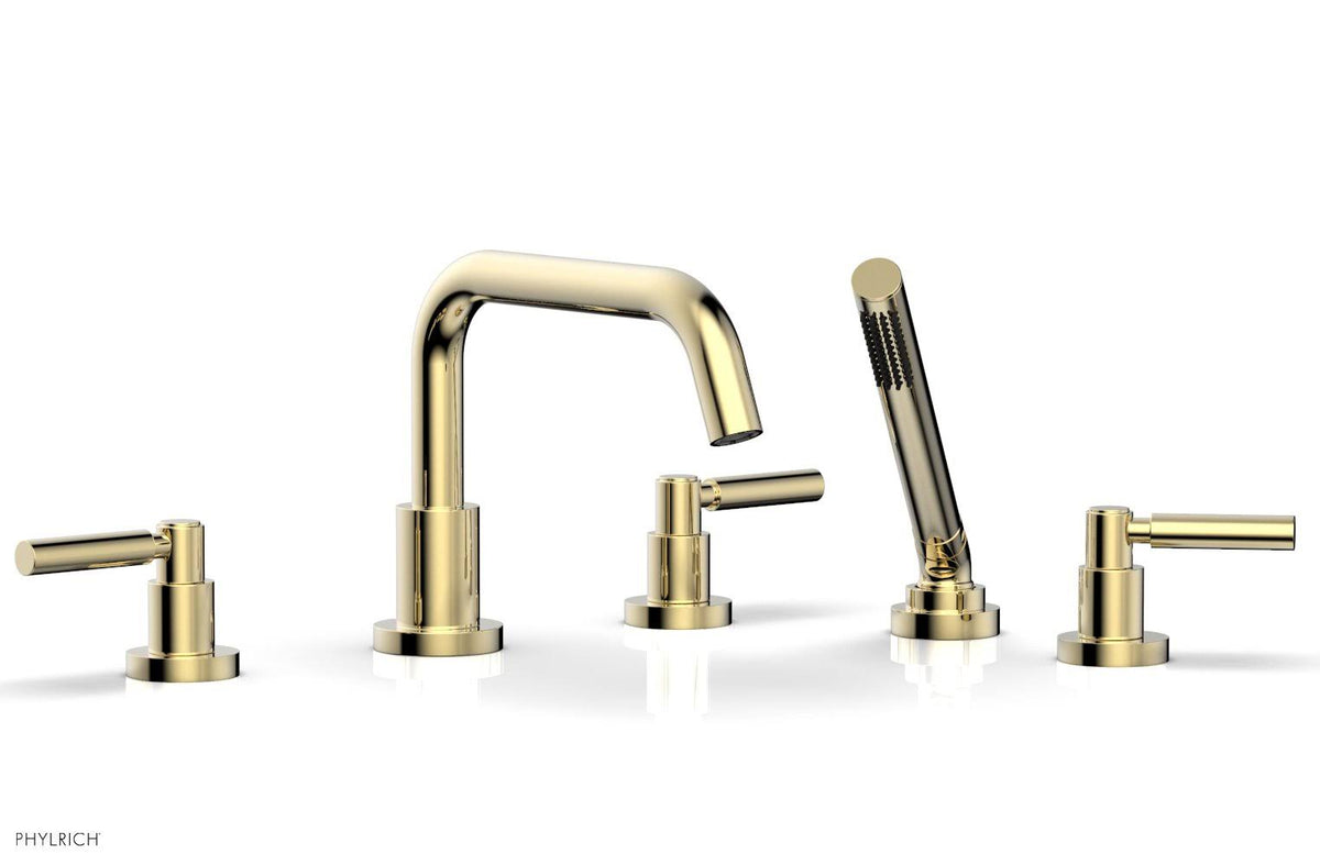 Three Lever Handle Widespread Roman Tub Faucet with Handshower L4529