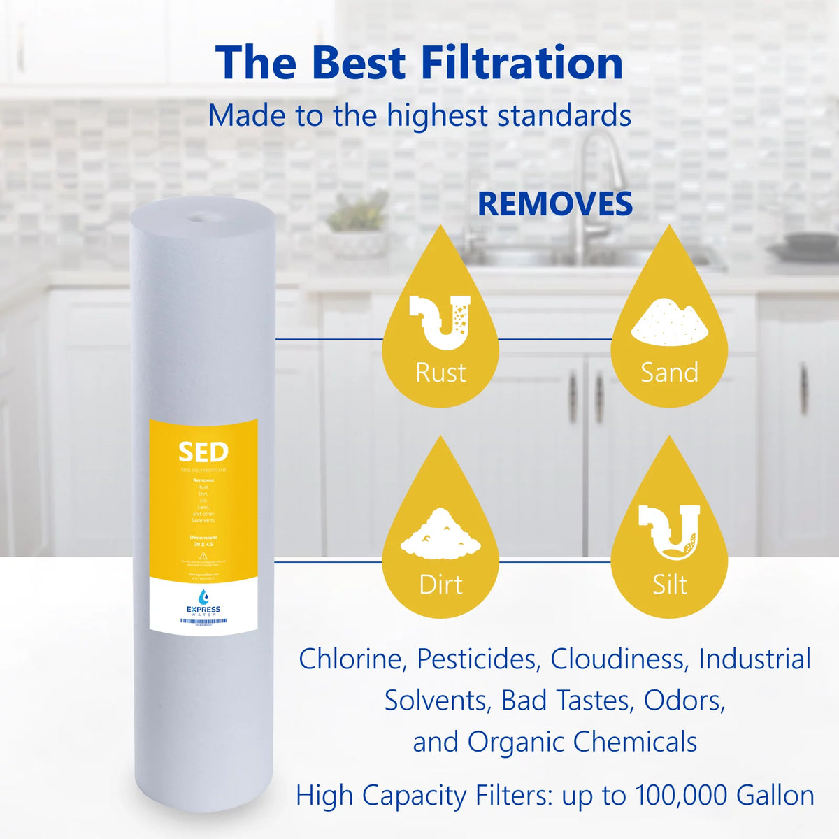 Sediment Replacement Filter 5 Micron 4.5" x 20" Water Filter W784476