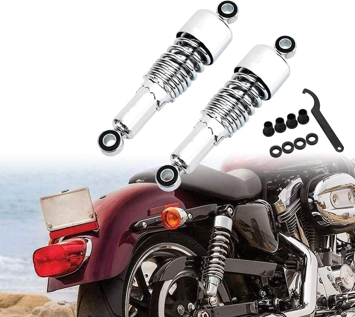 267mm 10.5" Rear Shock Absorber Chrome (A Pair) Y42145