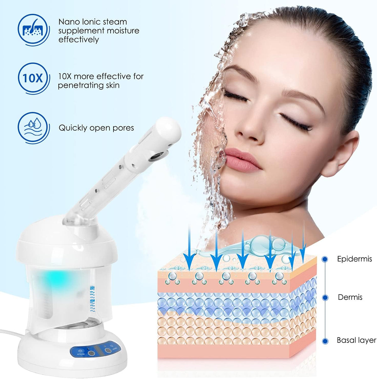 Facial Steamer with Extendable Arm, White, Pack of 2 J129694