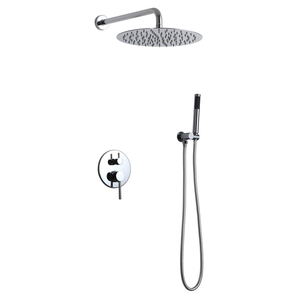 Chrome Wall Mounted Rain Shower Faucet Set with Hand Shower D40601