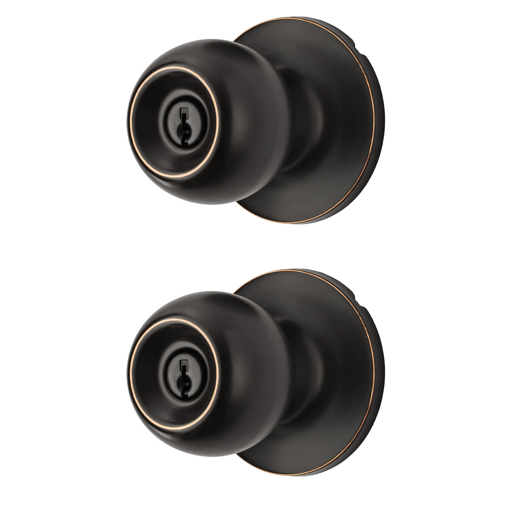 Oil-Rubbed Bronze Ball Locking Doorknobs Twin Pack P51204